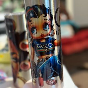 Silver and Blue Cartoon Tumbler